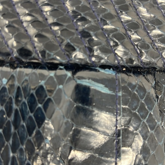 Aspects Navy Blue Python Snakeskin Clutch Shoulder Bag - Picture 14 of 14